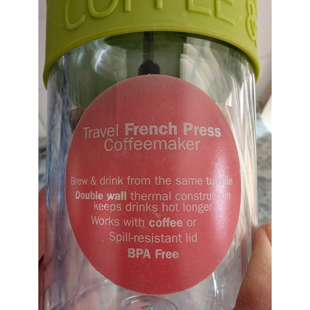 Bodum Travel Press Coffee & Tea Tumbler Green Plastic‎ Double Wall French Press